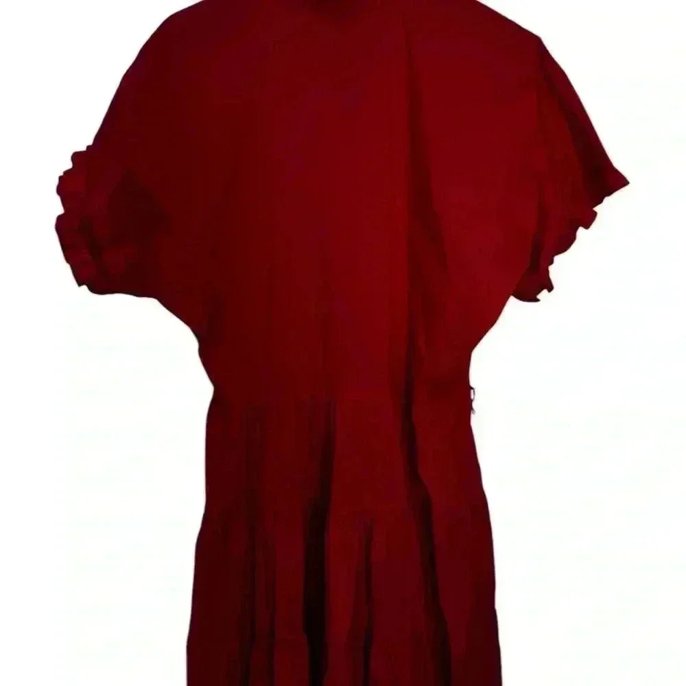 Lauren Ralph Lauren Cotton Cap Sleeve Ruffle Tiered Mini Shirt Dress Size - Picture 3 of 8